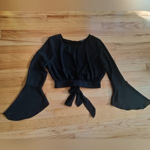 Black Open Back Crop Top